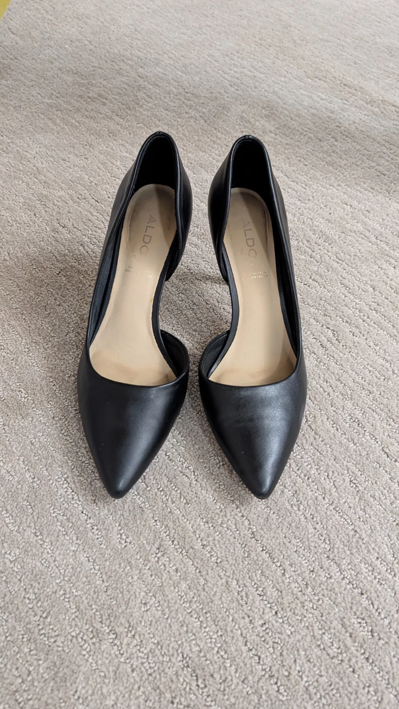 ALDO Black Leather Pointed-Toe Heels - photo 2