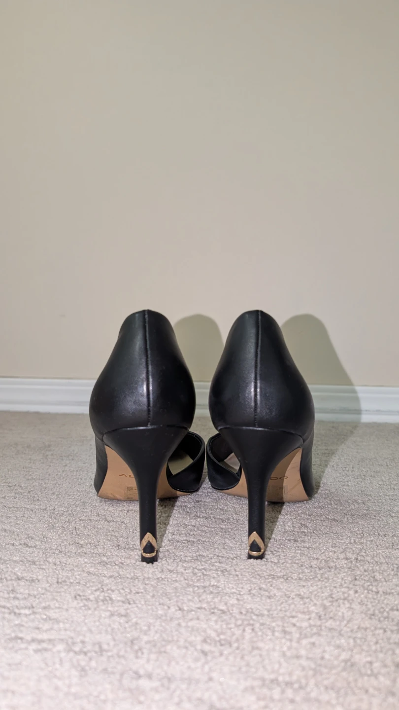 ALDO Black Leather Pointed-Toe Heels - photo 3