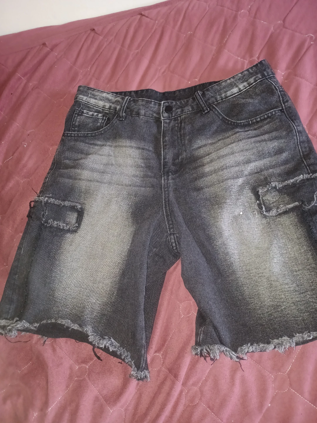 MANFINITY Men's Black Denim Cargo Shorts Size M - photo 2
