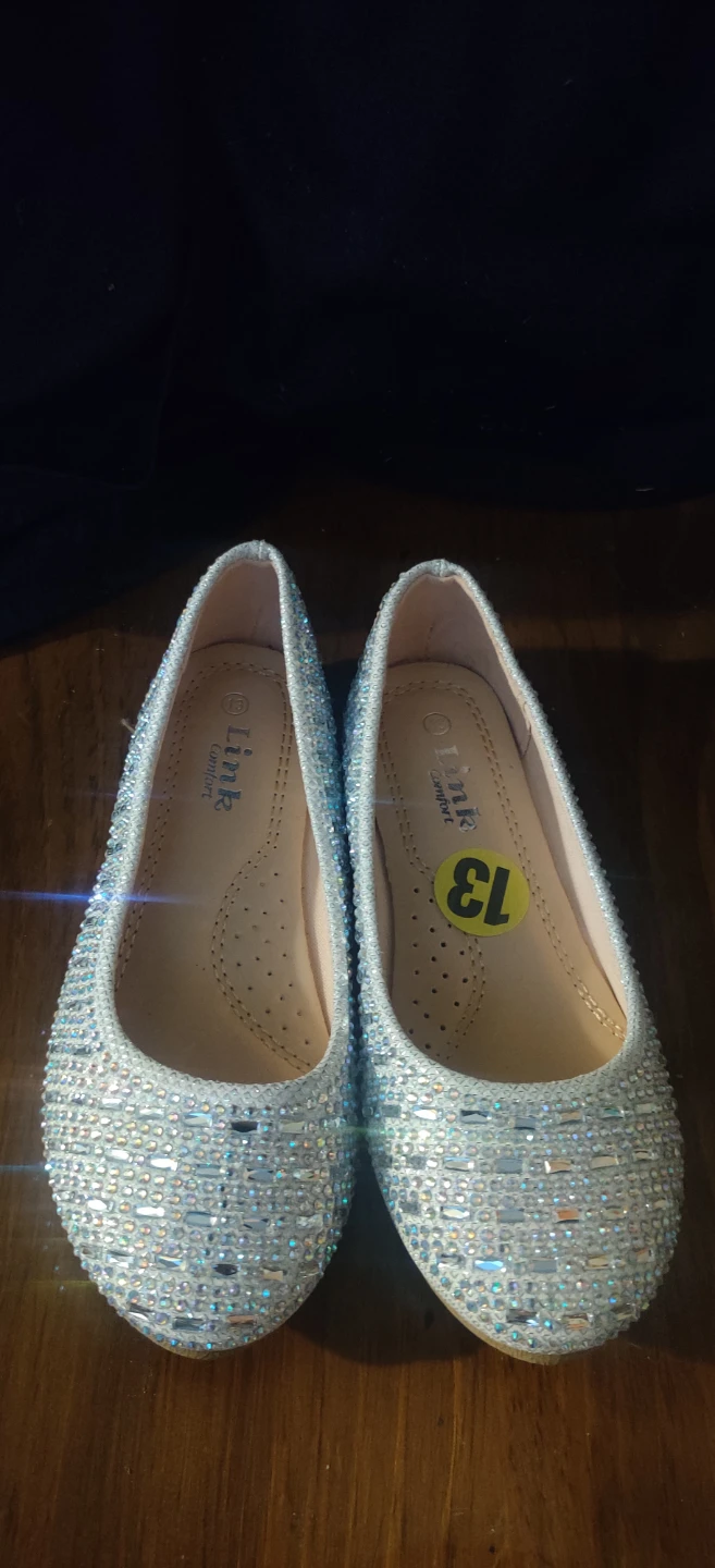 Link Comfort Girls’ Glitter Flats Size 13