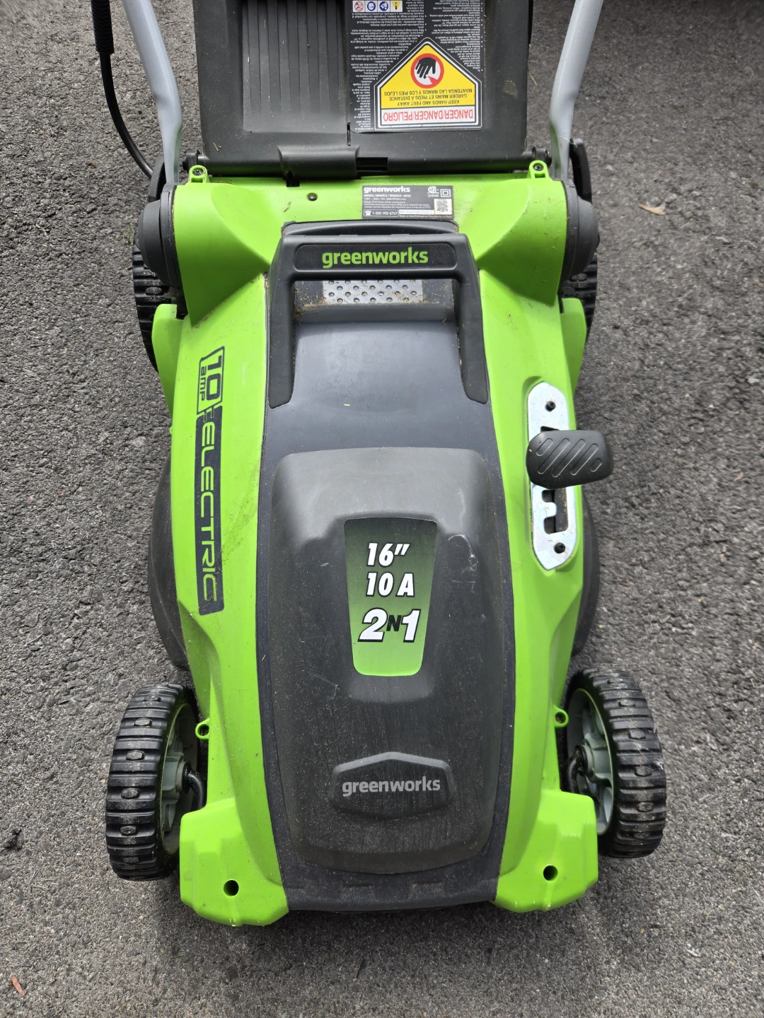 Greenworks 16" Electric Lawn Mower 10 Amp 2-in-1 - photo 3