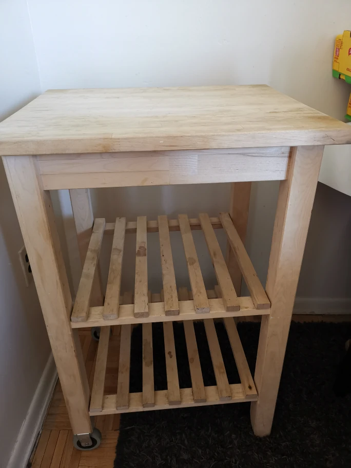 Wooden Kitchen Cart with Shelves and Wheels