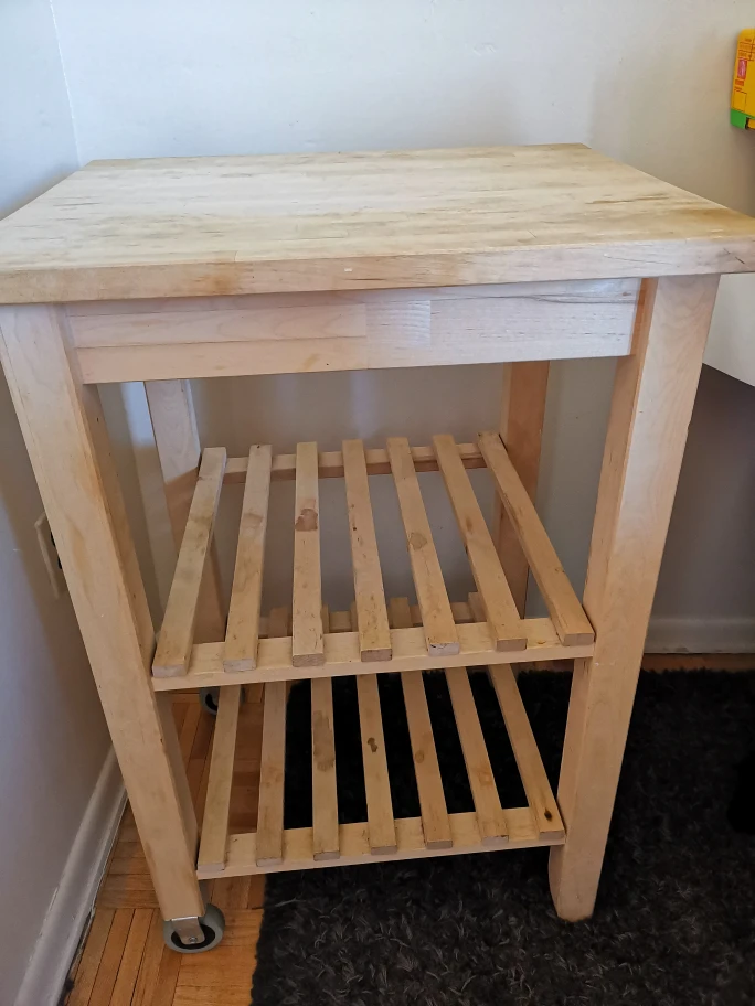 Wooden Kitchen Cart with Shelves and Wheels - photo 2