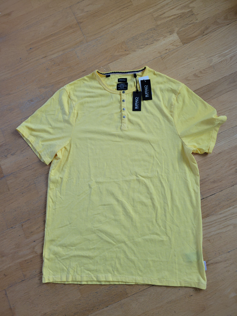 Buffalo David Bitton Yellow Henley T-Shirt