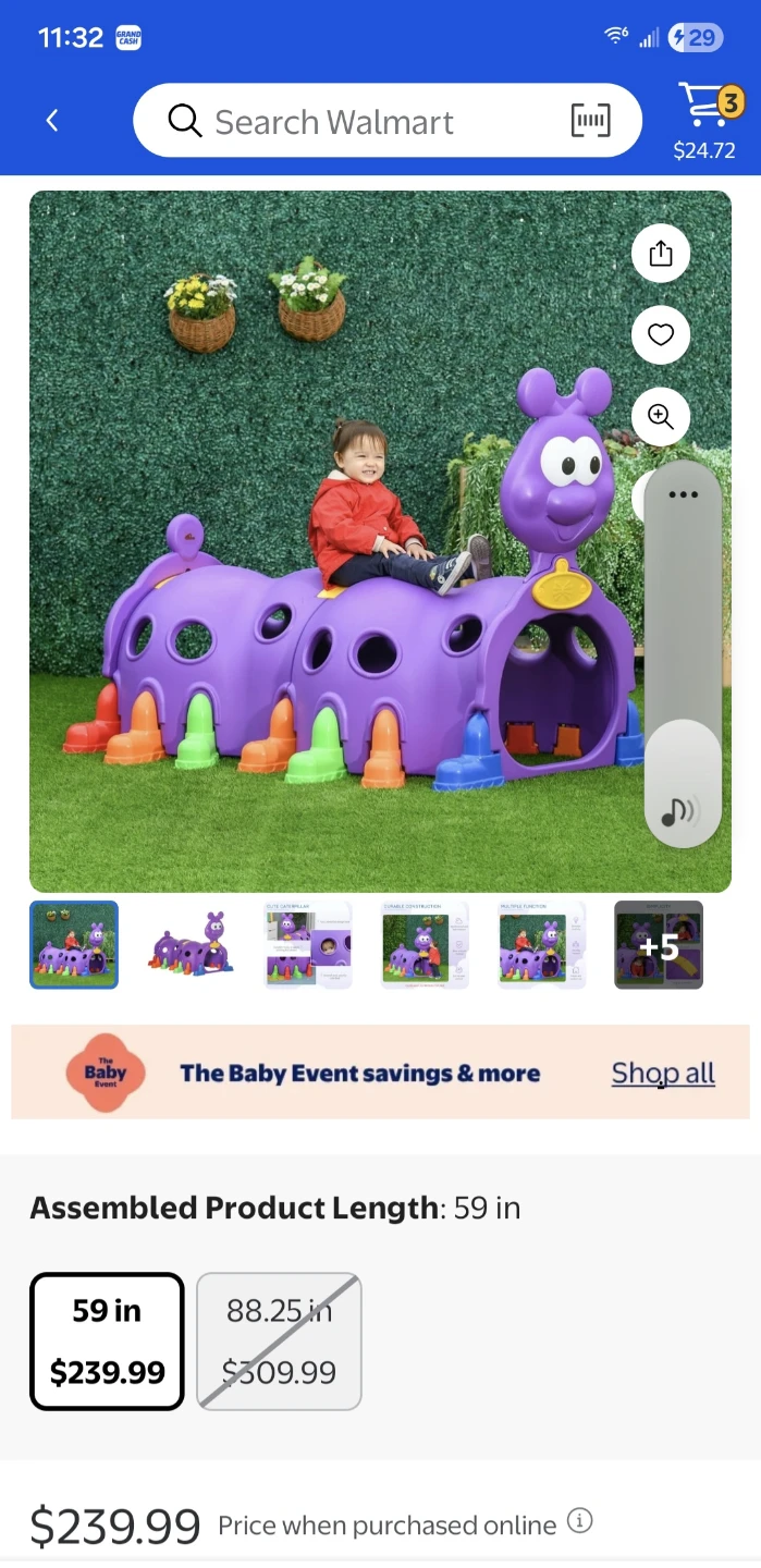 New outdoor Purple Caterpillar Crawl-Through Play Tunnel - photo 5