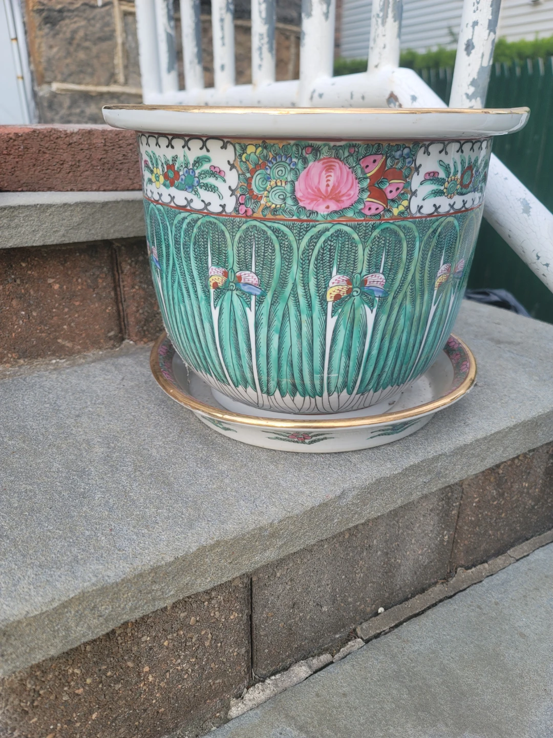Decorative Ceramic Planter with Saucer