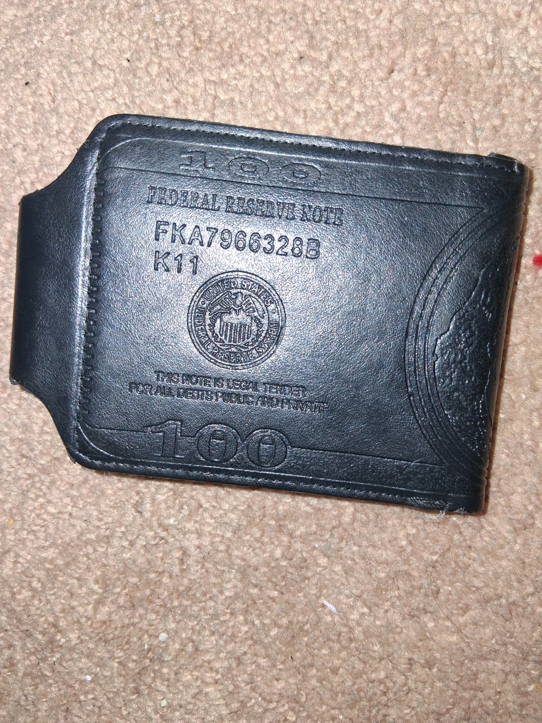 Black Bifold Wallet - "100 Dollar Bill" Design - photo 2