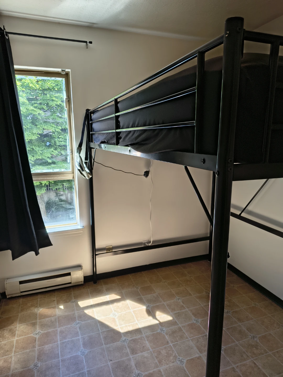 Black Metal Loft Bed Frame - photo 2