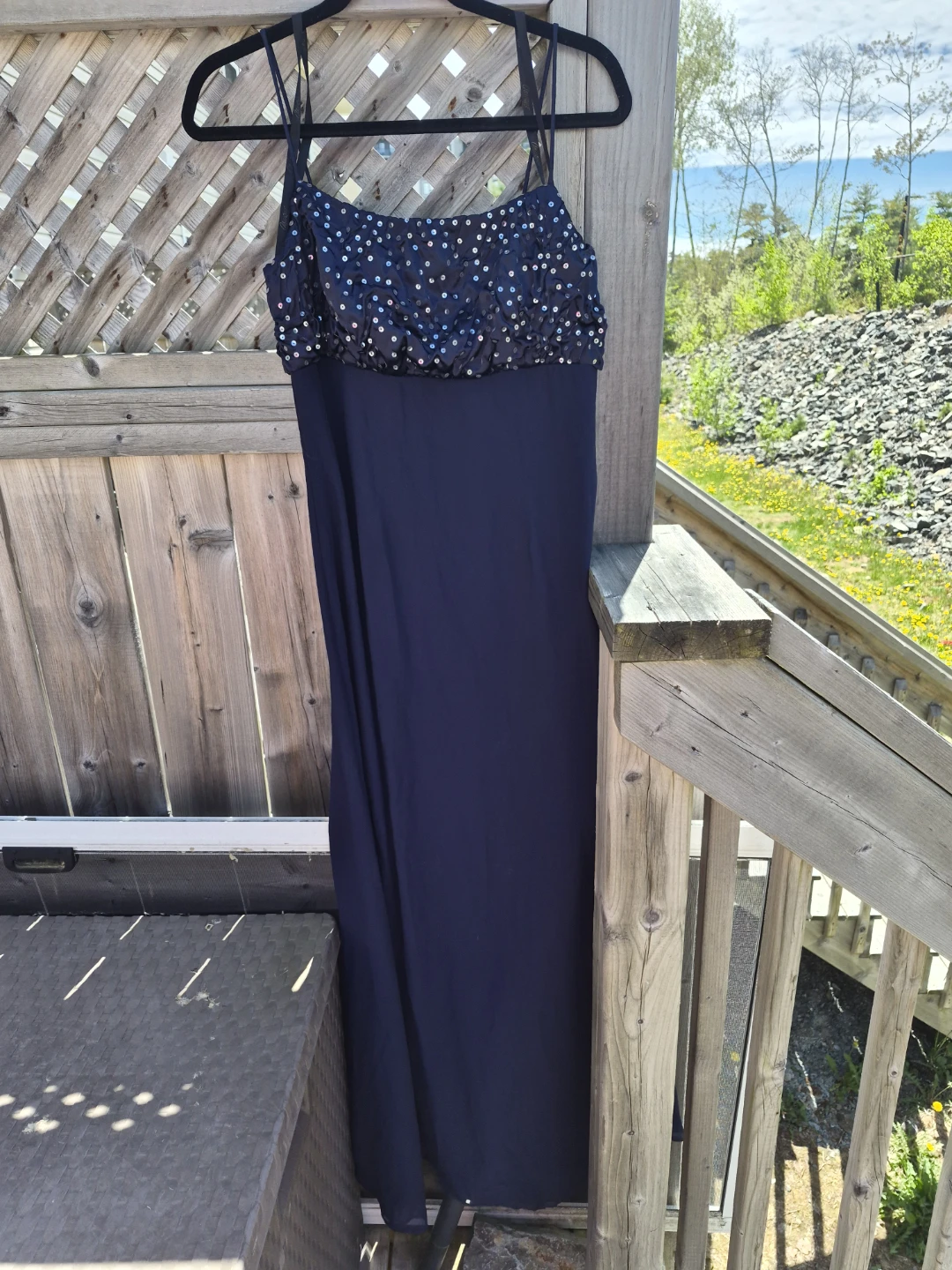 Oblique Navy Sequin Maxi Dress Size 8