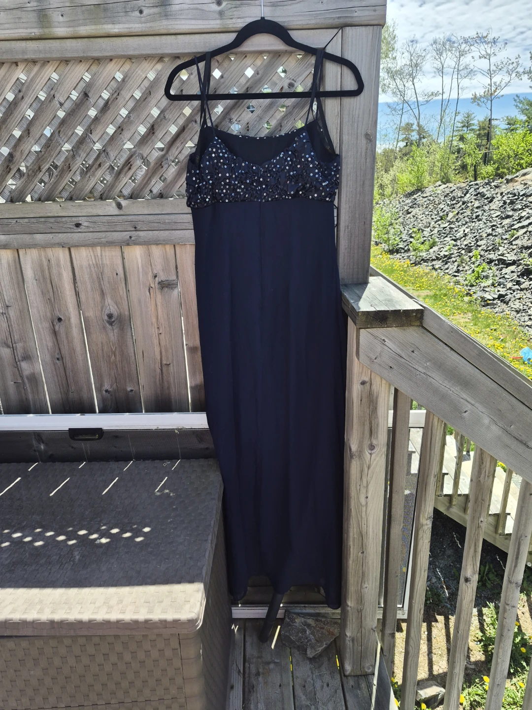 Oblique Navy Sequin Maxi Dress Size 8 - photo 2