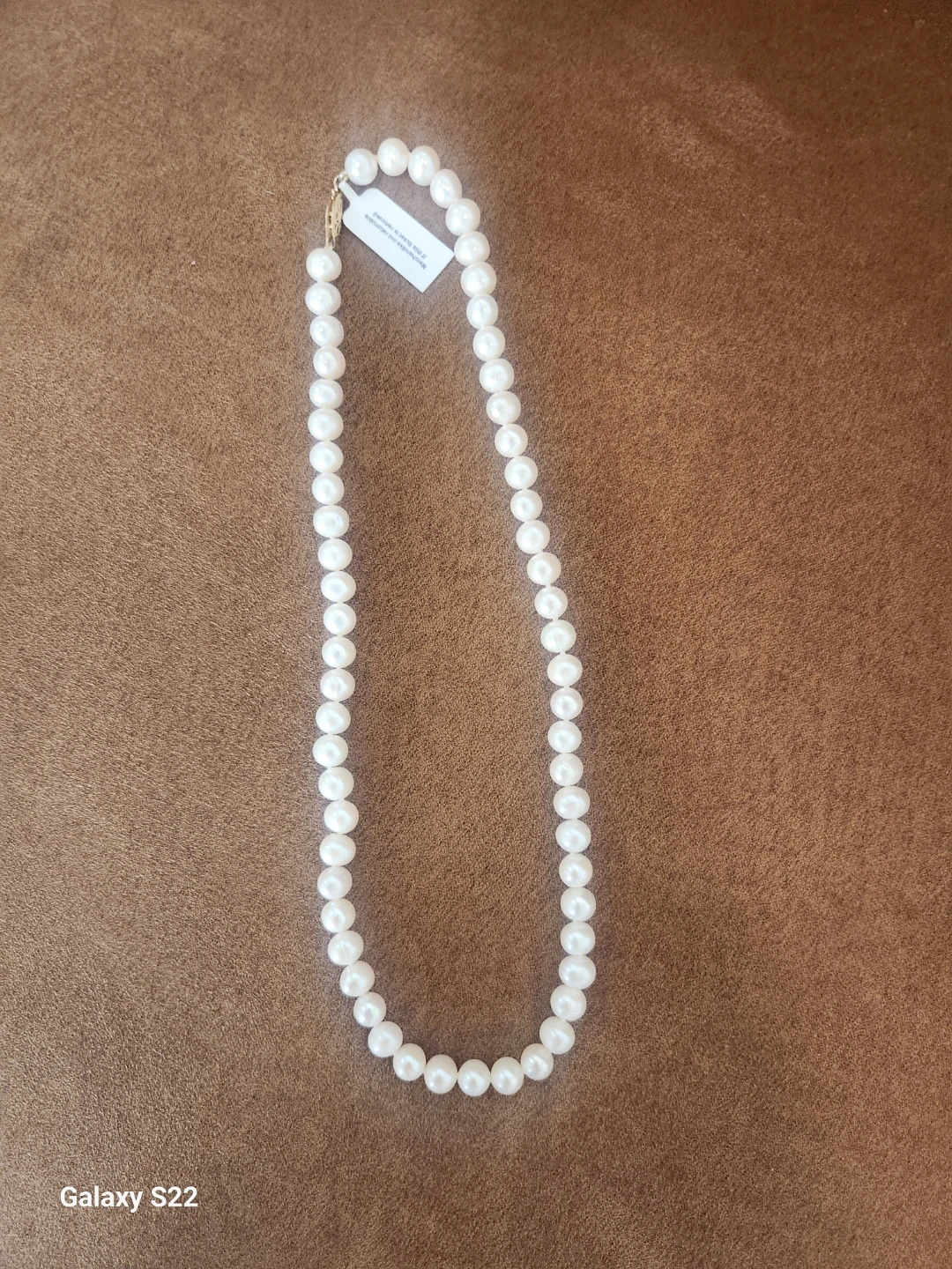 White Pearl Necklace with Gold Clasp 14 kilates - photo 5
