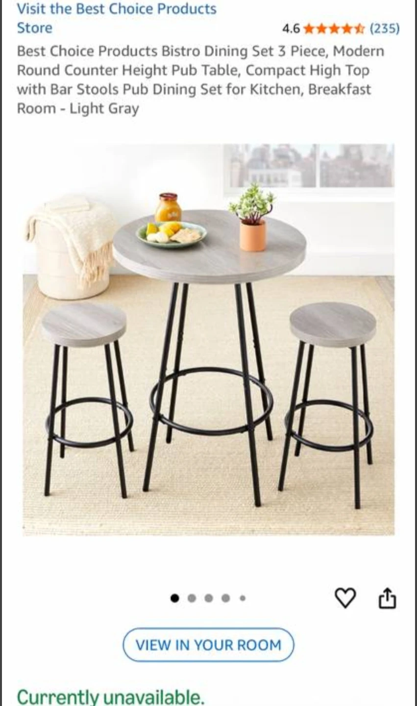 (FREE DELIVERY) Best Choice Products 3-Piece Bistro Dining Set - photo 4