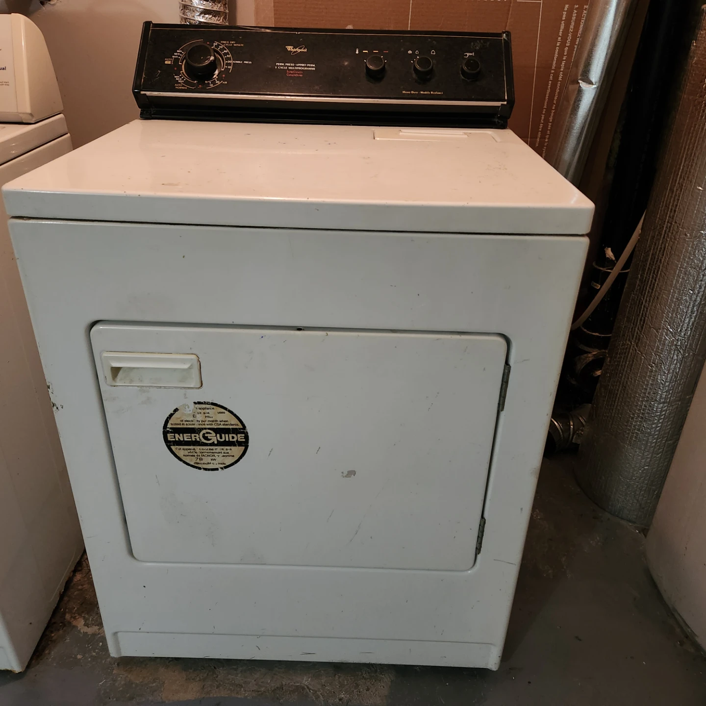 White Whirlpool Electric Dryer