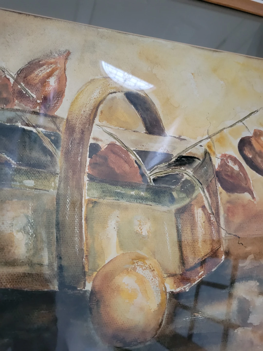 Original Still Life Watercolour Chinese Lantern Plant Painting. - photo 5