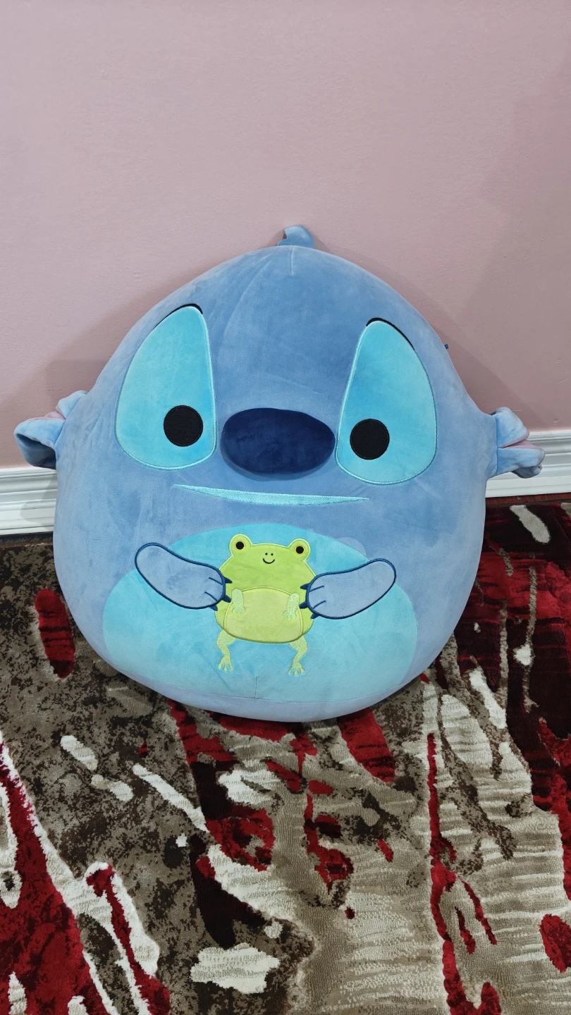 Large Blue Stitch Plush Toy with Frog - photo 2