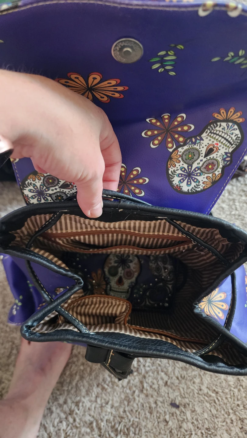 Purple Sugar Skull Mini Backpack and Wallet Set - photo 2