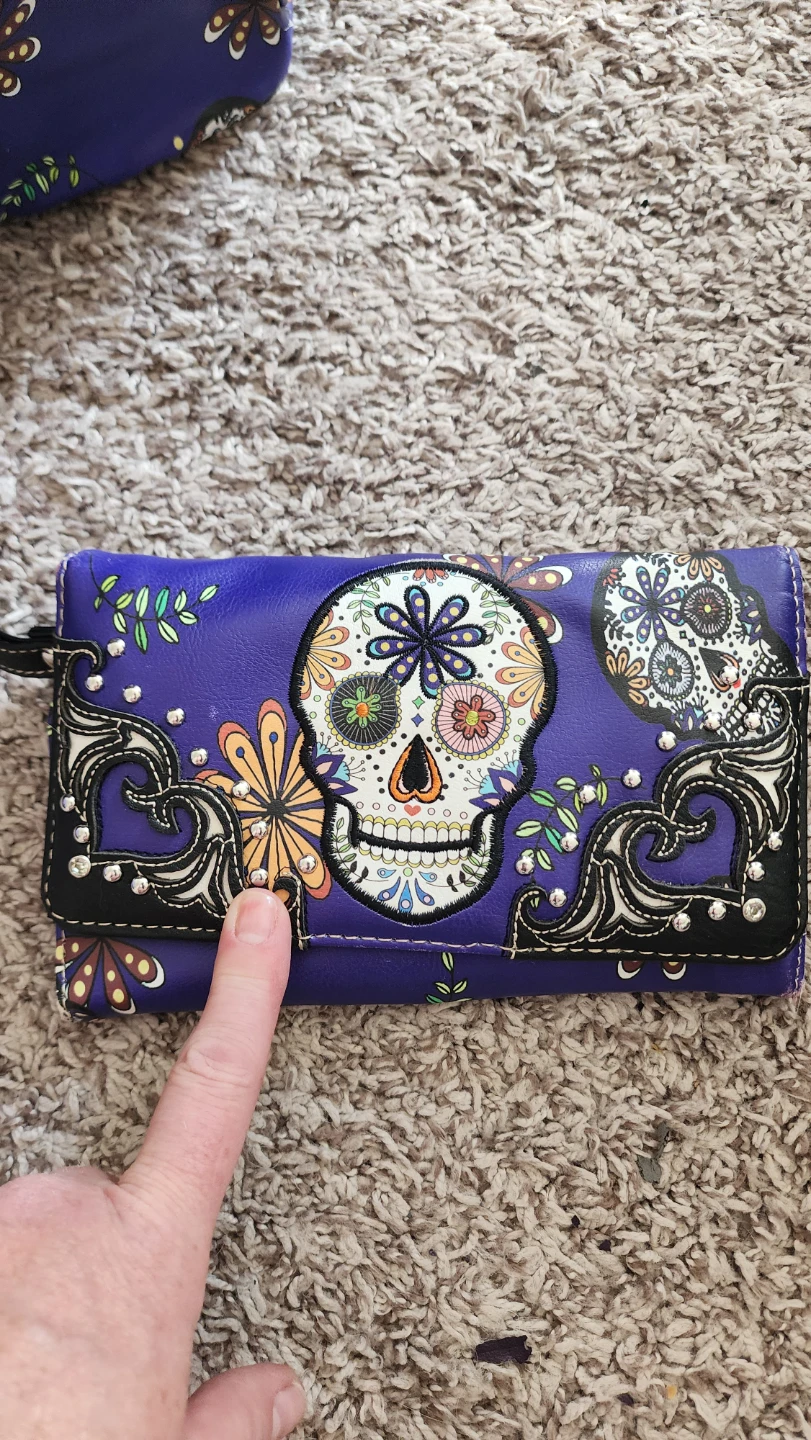 Purple Sugar Skull Mini Backpack and Wallet Set - photo 4