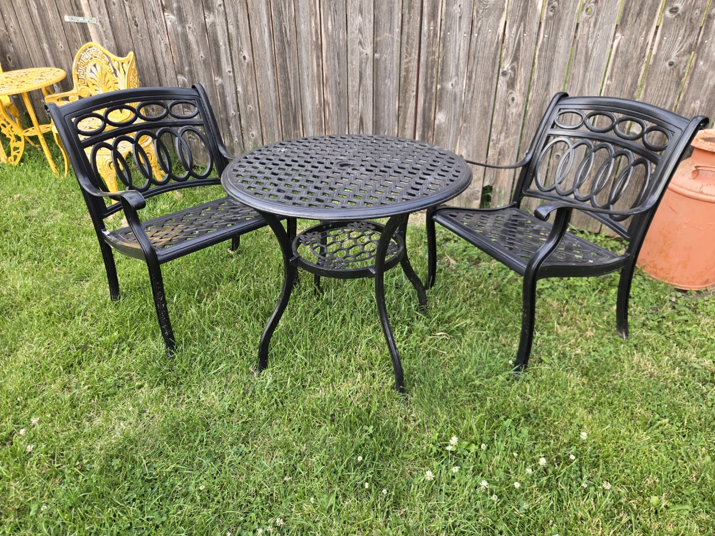 Black Cast Iron Bistro Set with 2 Chairs - photo 2