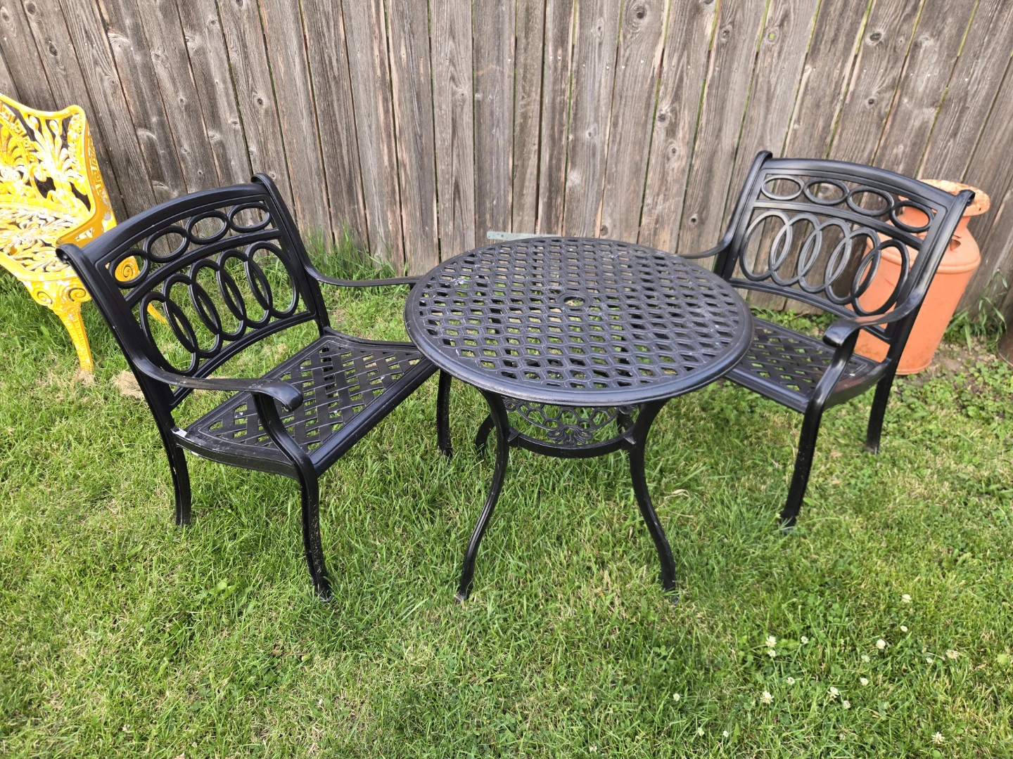 Black Cast Iron Bistro Set with 2 Chairs - photo 3