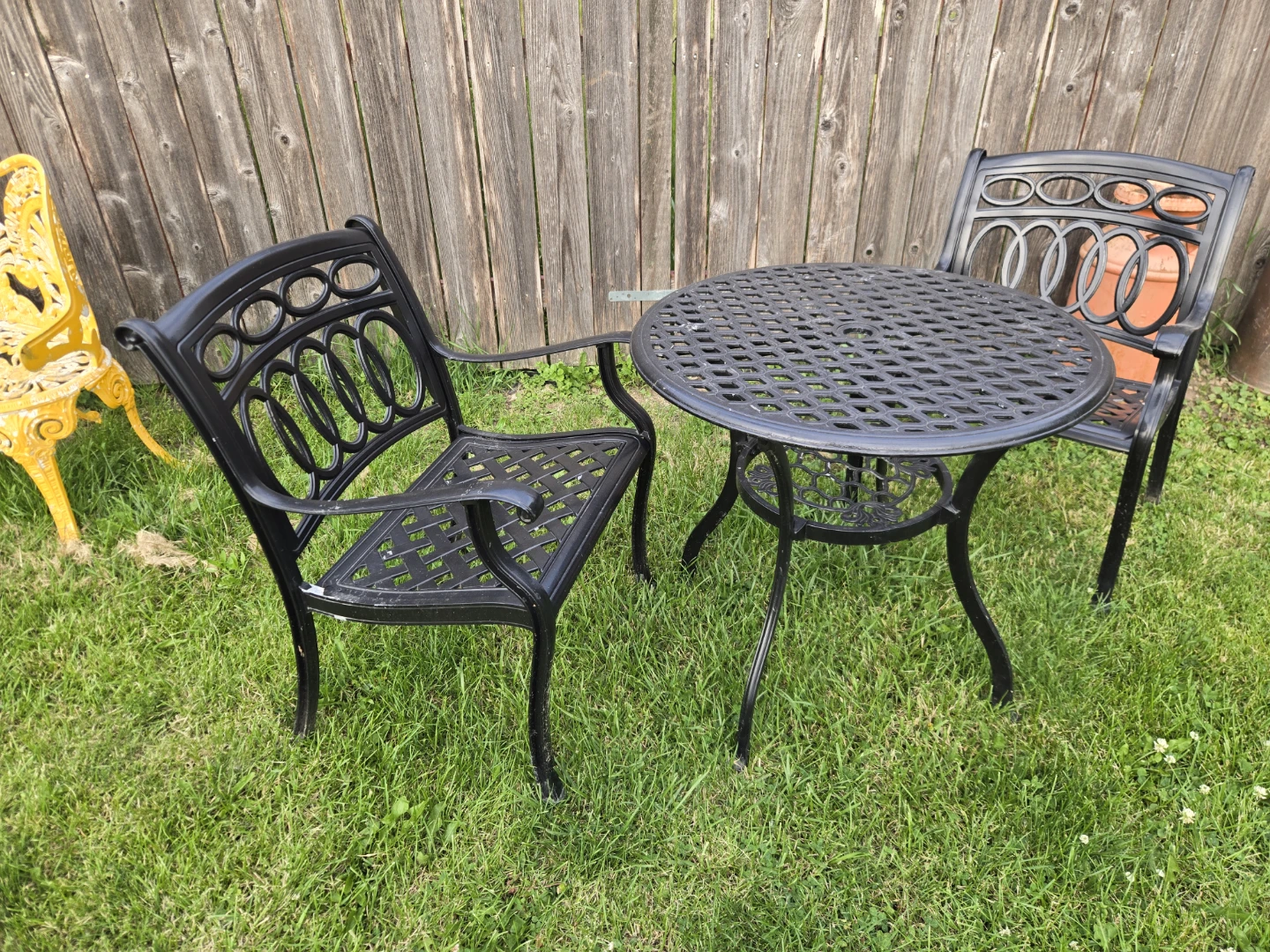 Black Cast Iron Bistro Set with 2 Chairs - photo 4