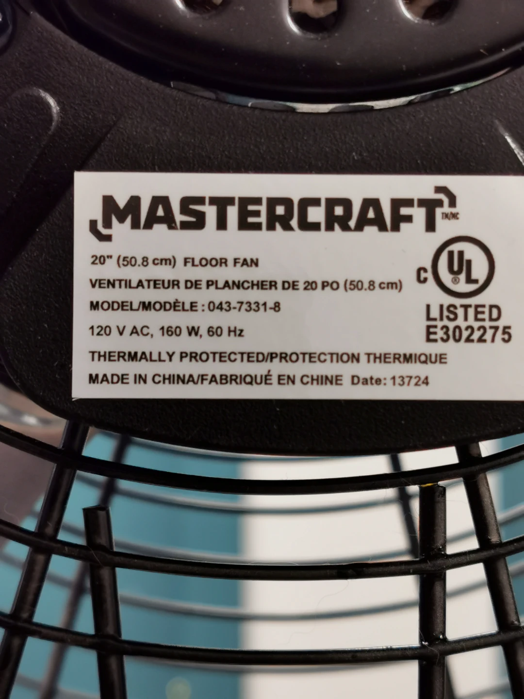 Mastercraft 20" Floor Fan