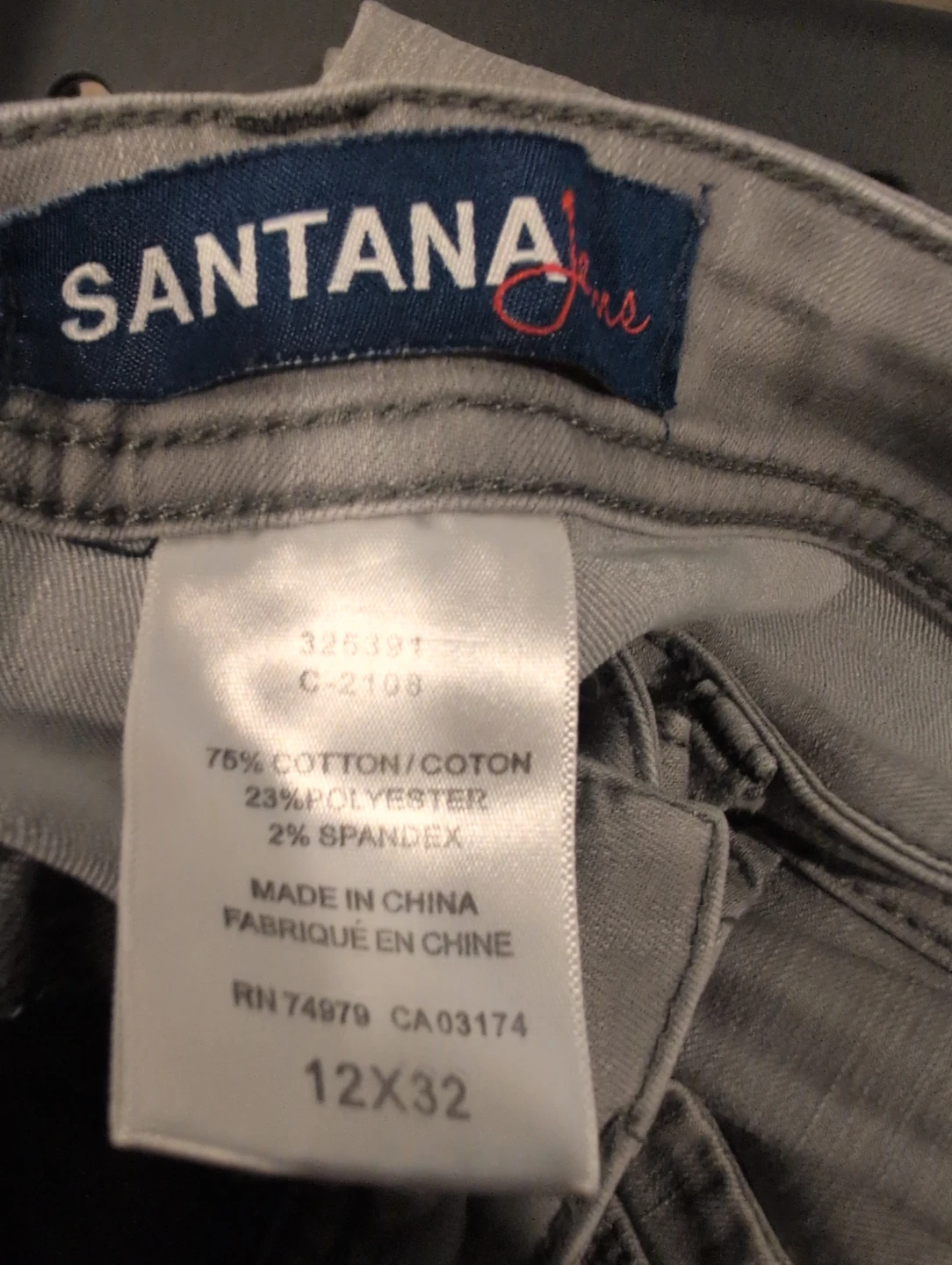Santana Jeans Women's Grey Denim Size 12x32