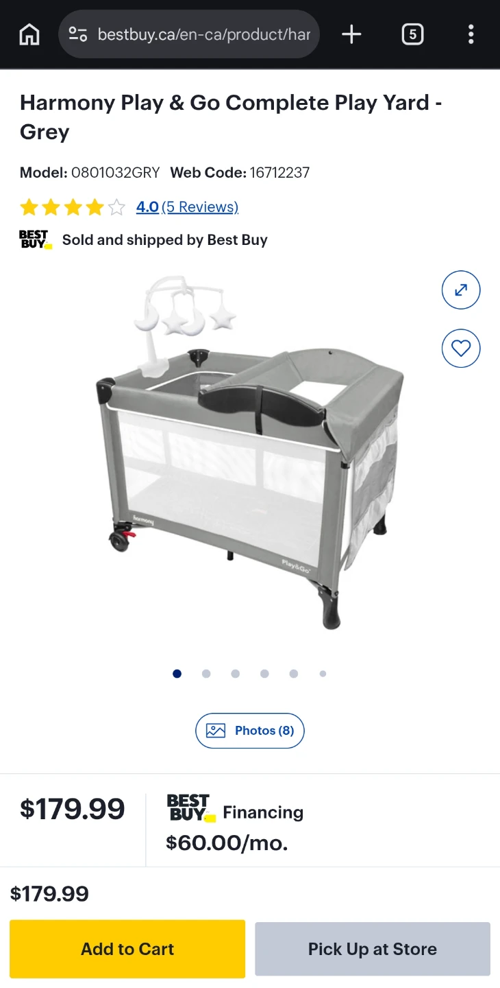 Harmony Play & Go Complete Play Yard - Grey