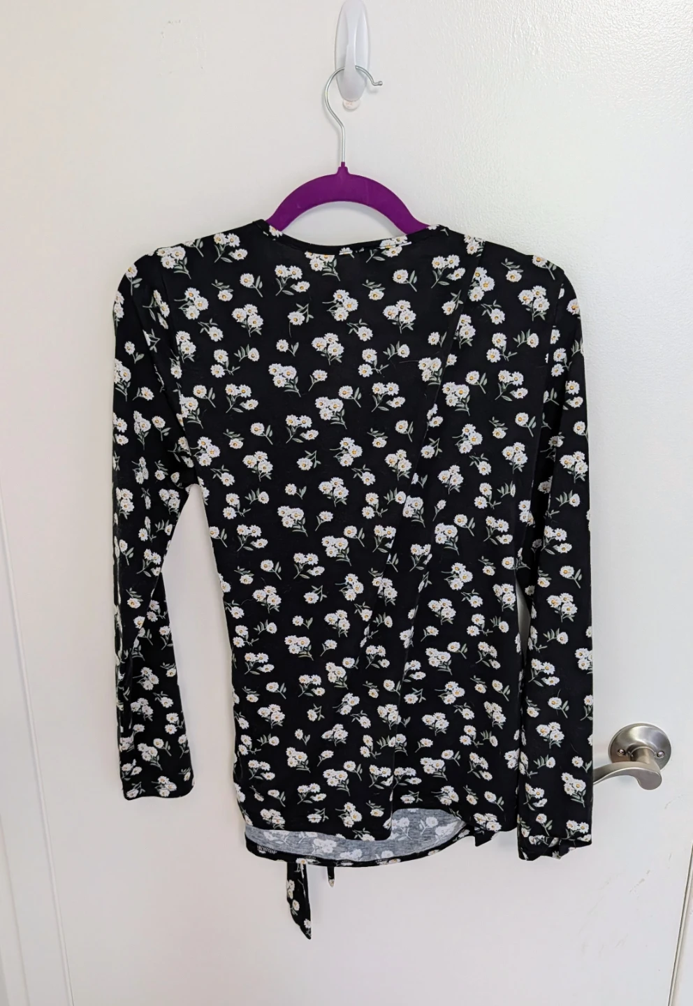 Maternity Black Floral Wrap Top - Women's Size Large - photo 3