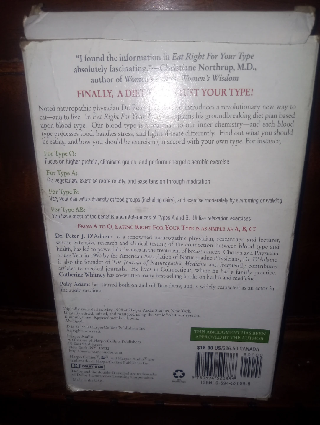 Eat Right 4 Your Type The Individualized Diet Solution Cassettes - photo 2