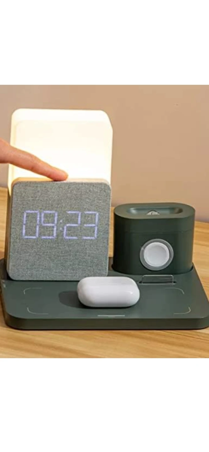 Multi-Function Wireless Charger with Lamp and Clock