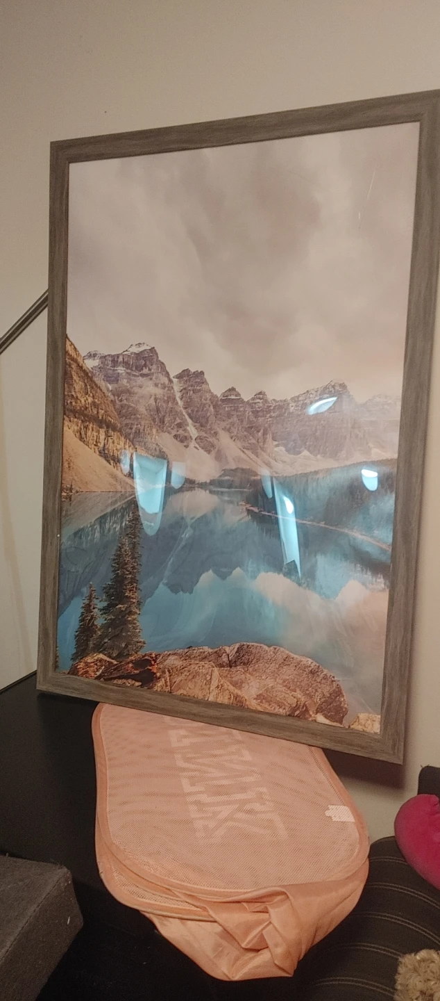 Framed Mountain Lake Landscape Art