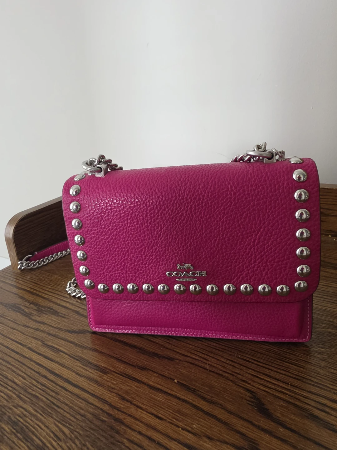 Coach Pink Studded Leather Crossbody Bag