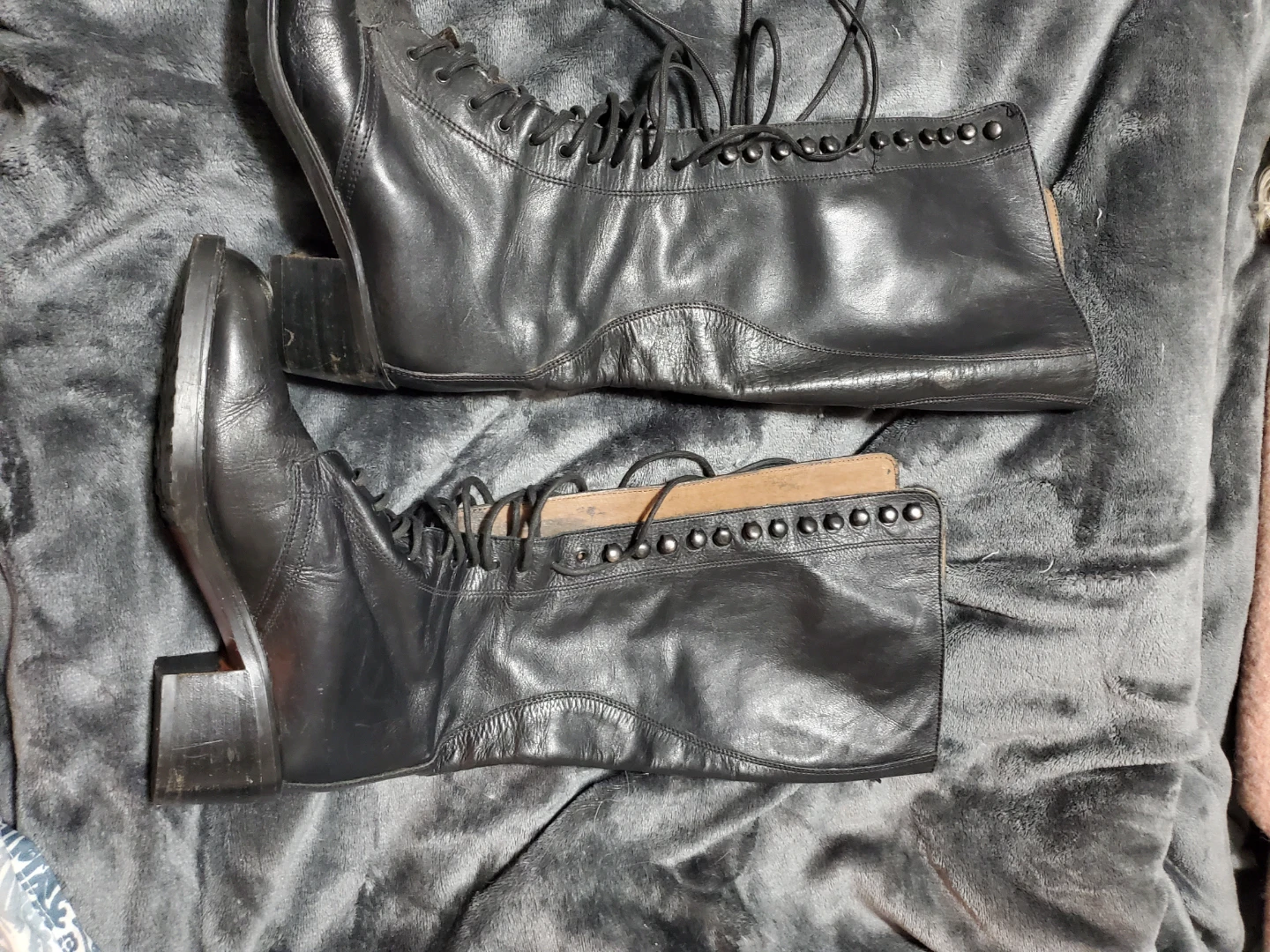 Black Leather Lace-Up Knee-High Boots Size 36 - photo 2