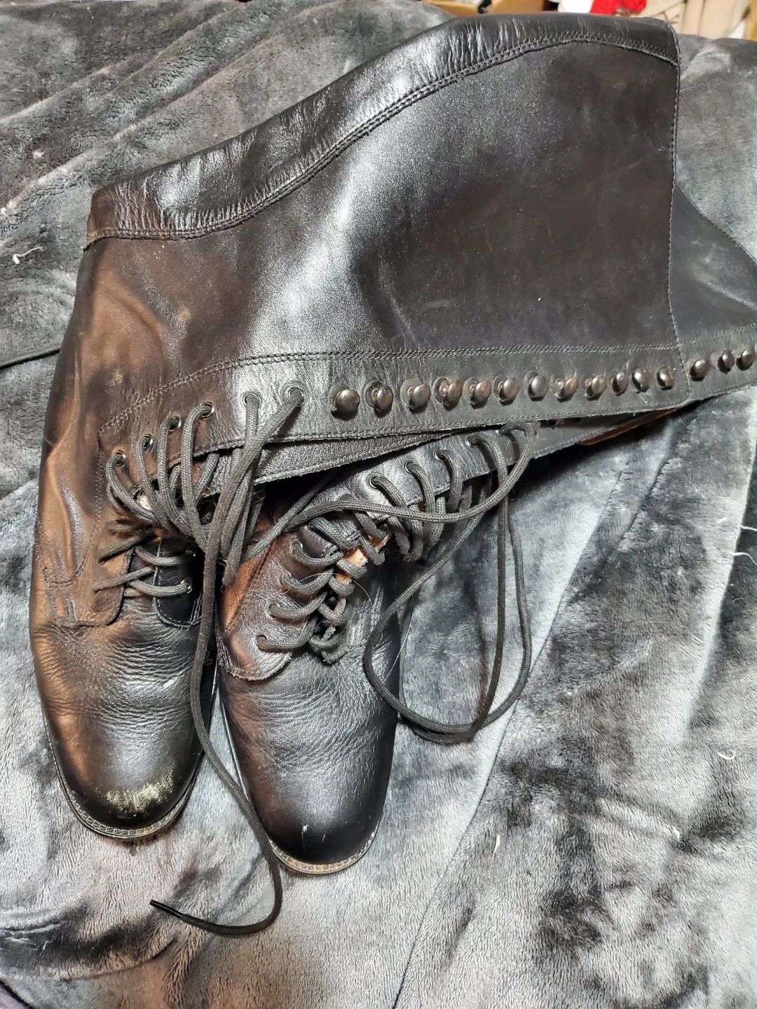 Black Leather Lace-Up Knee-High Boots Size 36 - photo 5