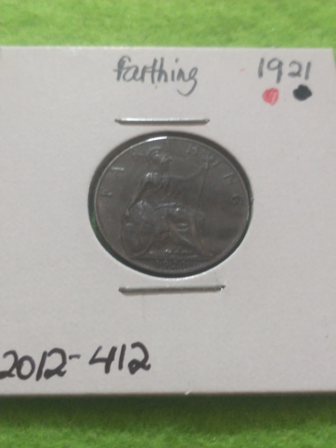 1921 George V English Farthing Coin - photo 3