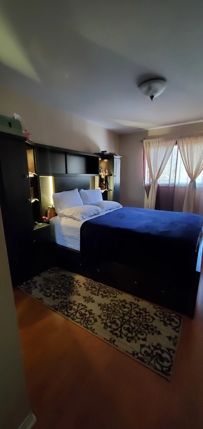 Dark Wood Bedroom Set with Storage Headboard