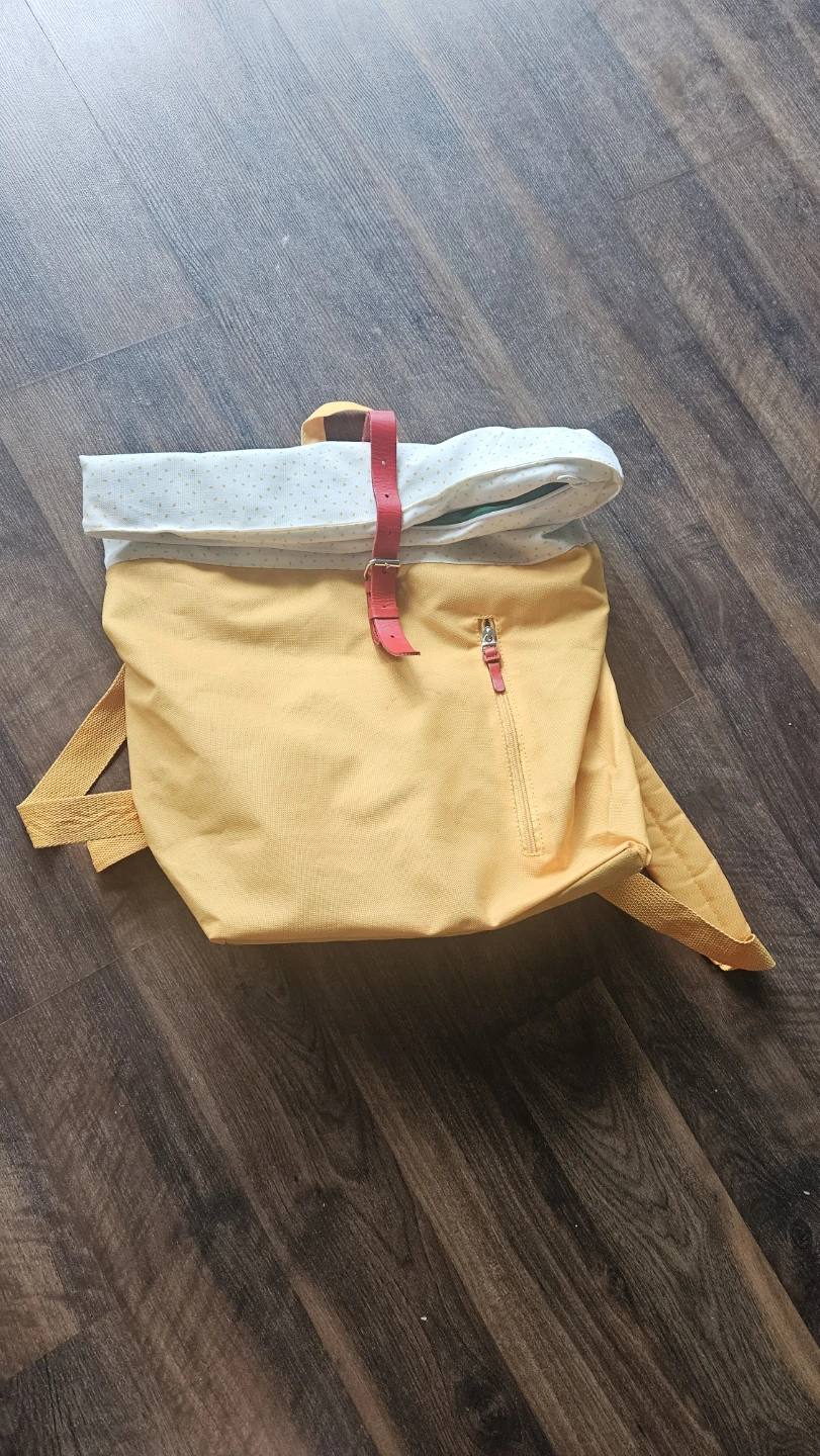 Yellow Polka Dot Roll-Top Backpack/Duffel Bag - photo 2