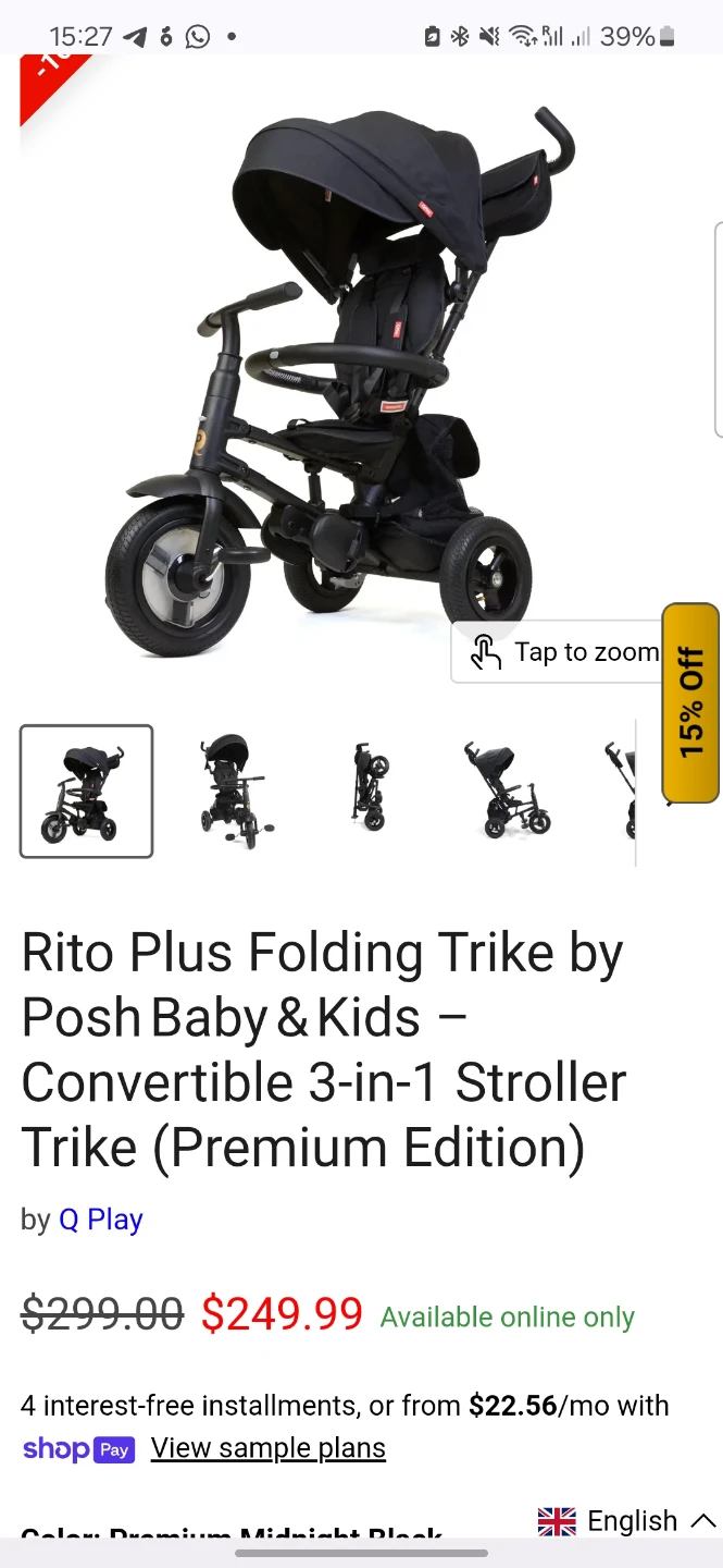 Q Play Rito Plus Folding Trike Stroller - photo 5