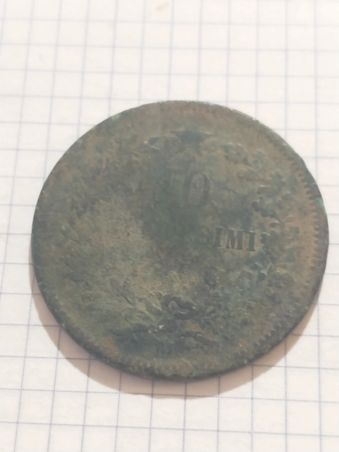 1856 Italy 10 Centisimi coin, poor condition - photo 3