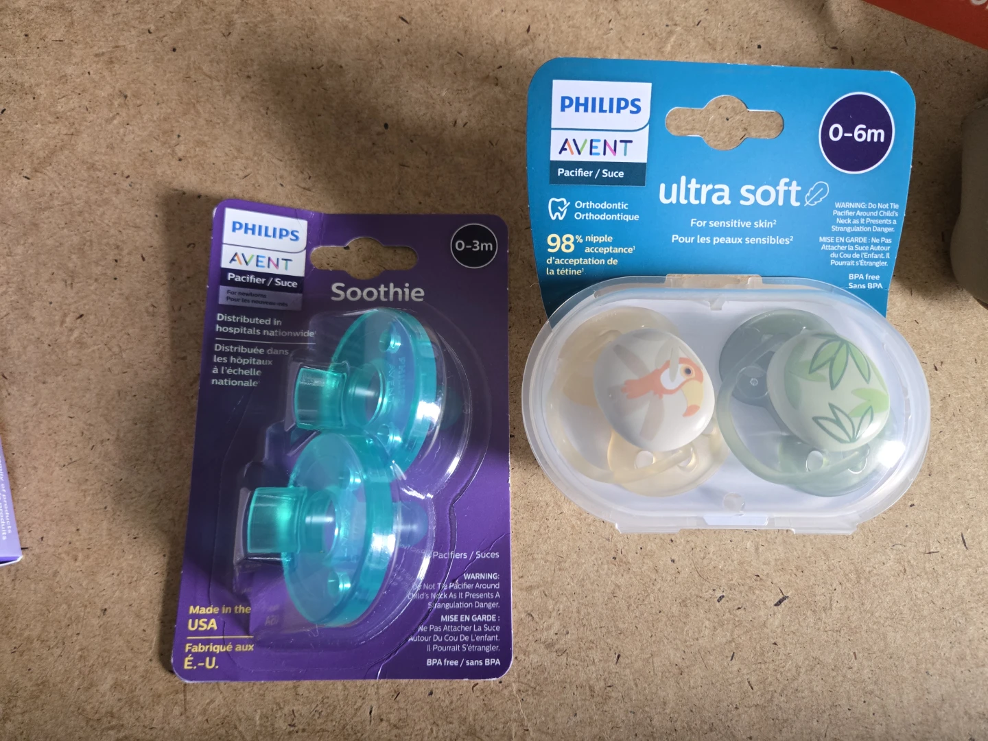Philips Avent Soothie & Ultra Soft Pacifiers 0-3m & 0-6m