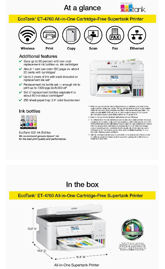 EPSON ET-4760 Wireless All in One Inkjet Printer - photo 4
