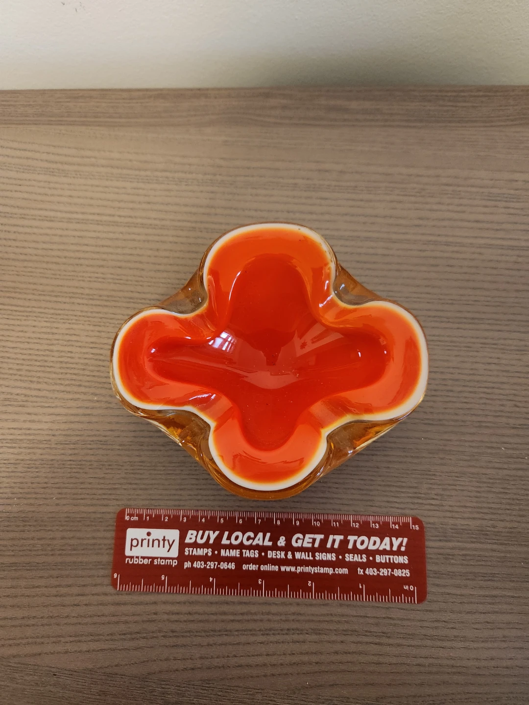 Orange and Gold Glass Ashtray - photo 2