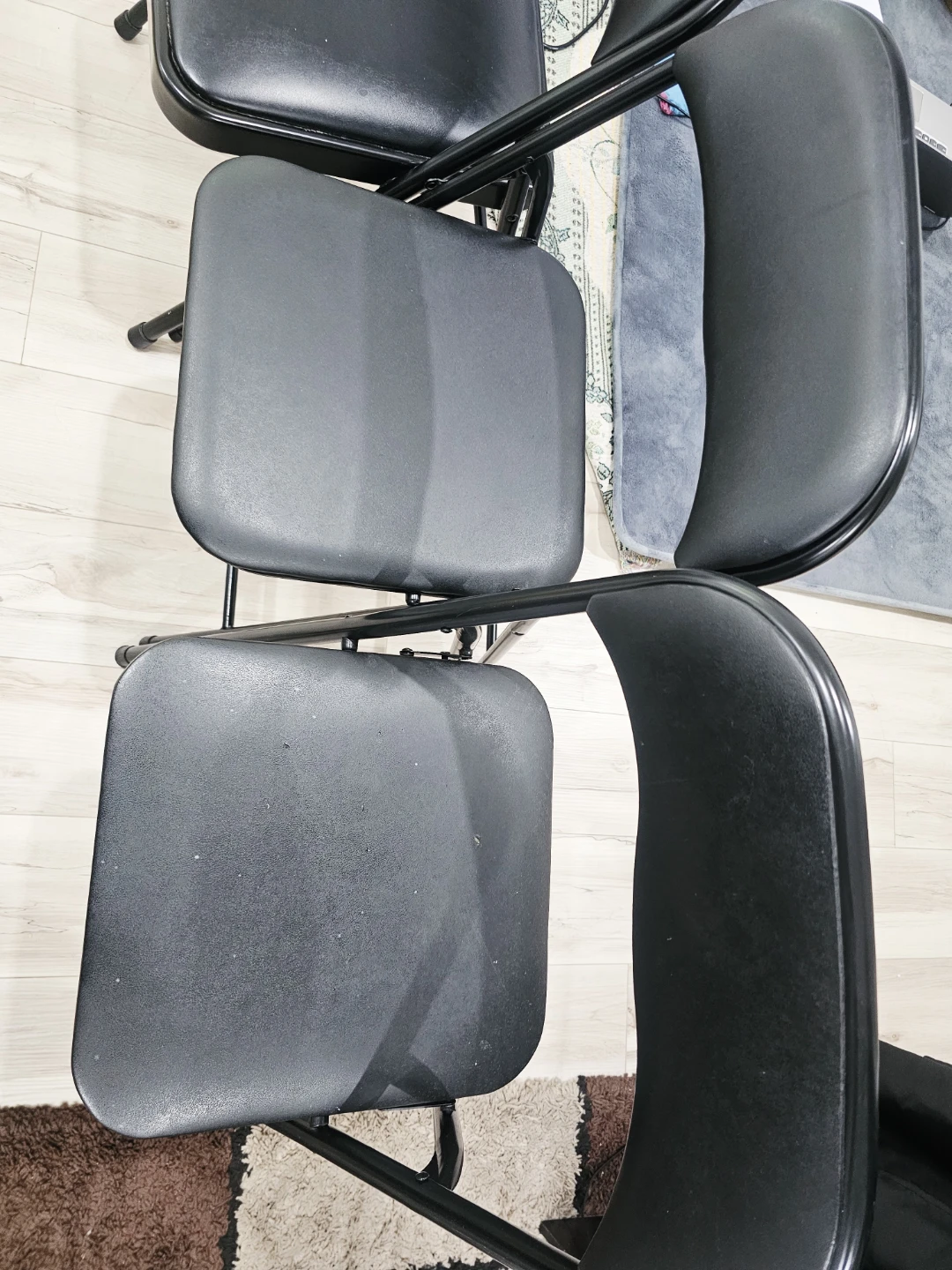 Set of 3 Black Folding Chairs - photo 2