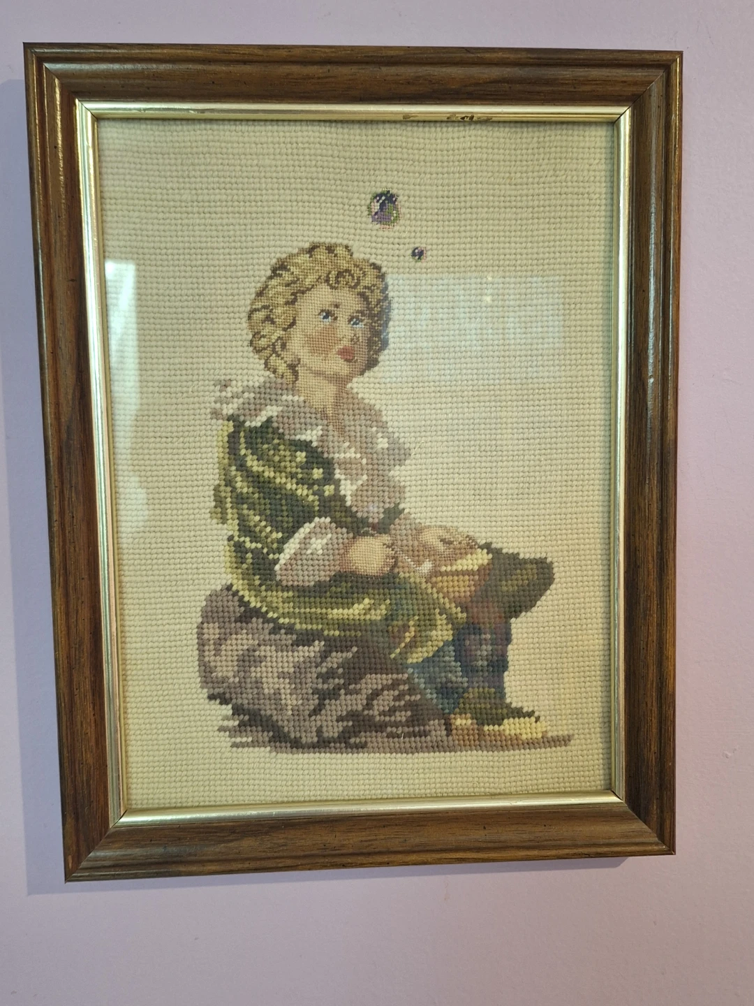 Framed Needlepoint Picture 14x10 inches