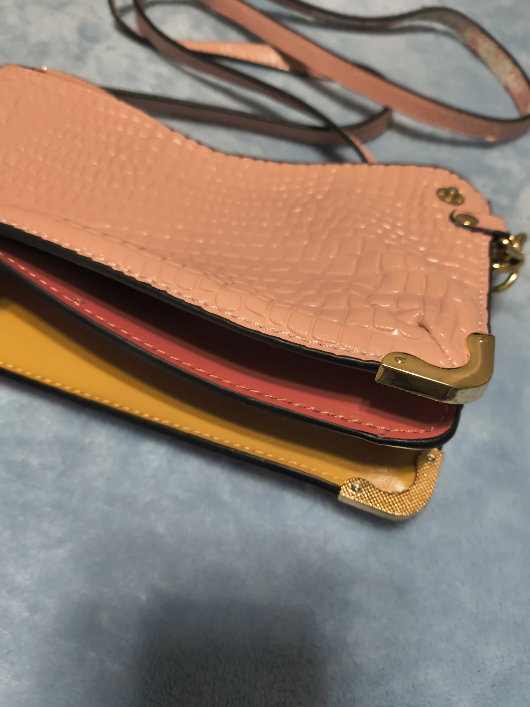 Pink Crocodile Embossed Crossbody Bag - photo 4