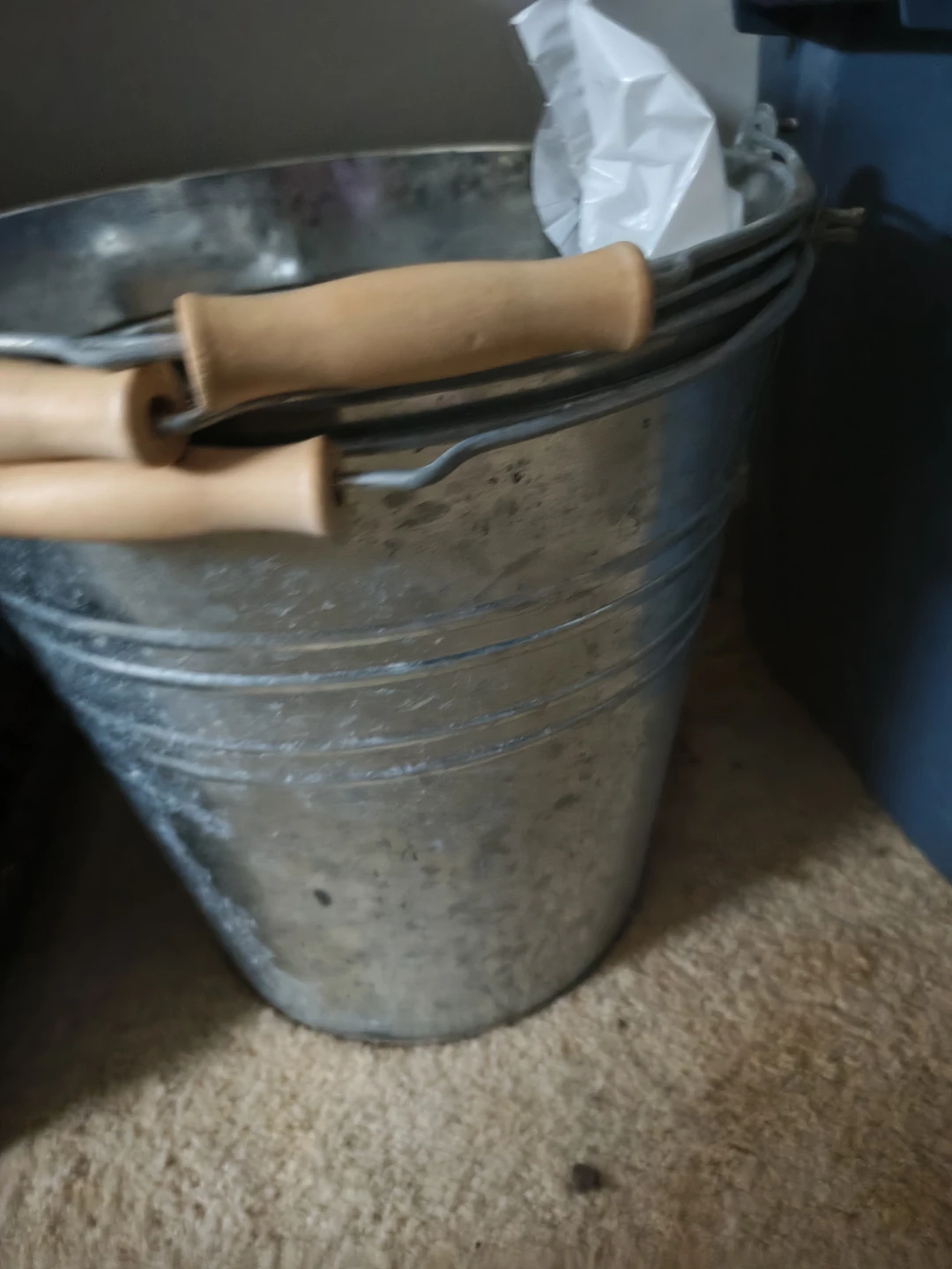 Galvanized Metal Pail with Wooden Handle