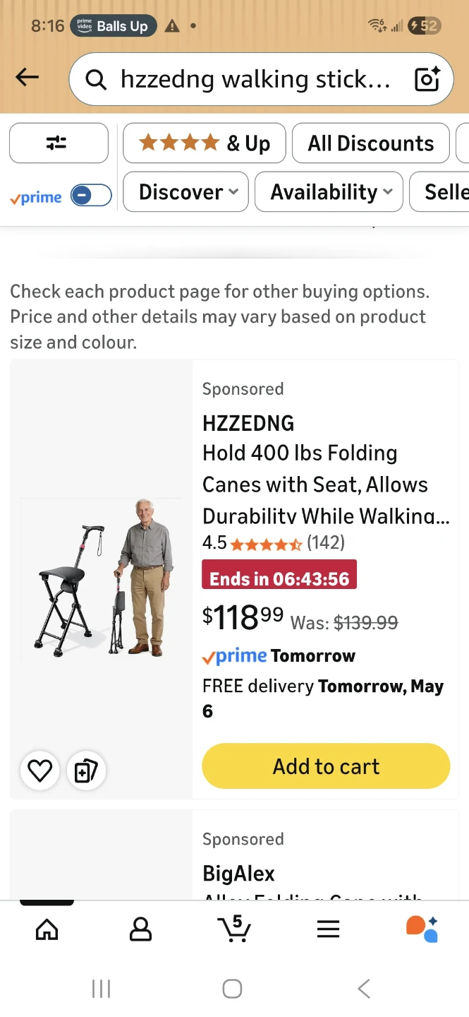 HZZEDNG 400 lbs Folding Cane with Seat