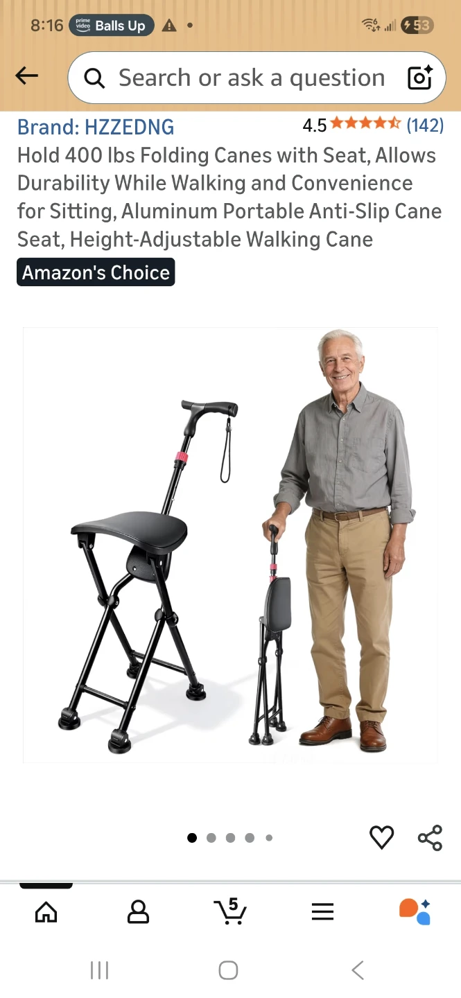 HZZEDNG 400 lbs Folding Cane with Seat - photo 2