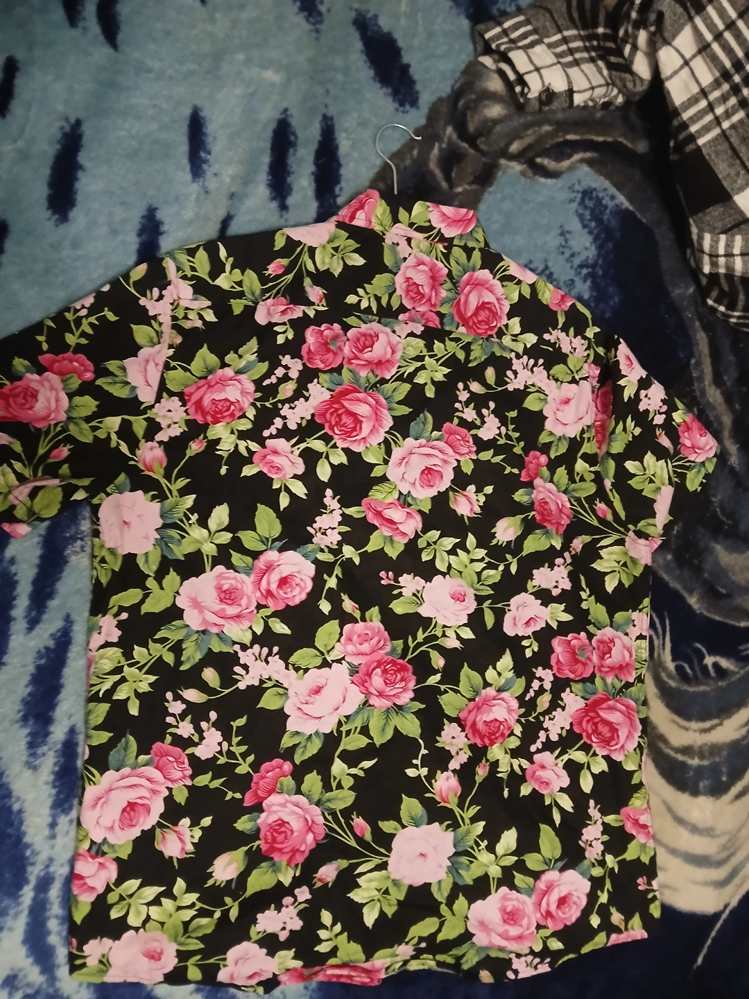 Tune Vuse Men's Black Floral Short Sleeve Button Up Shirt Size L - photo 3