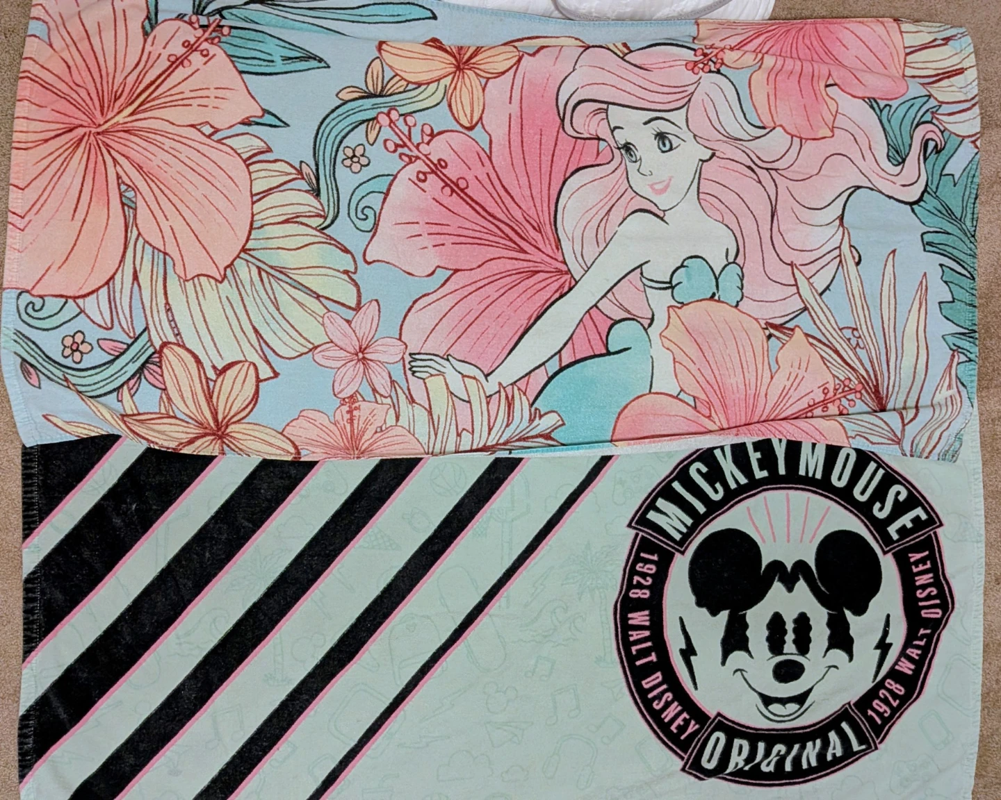 Disney Ariel and Mickey Mouse Beach Towel